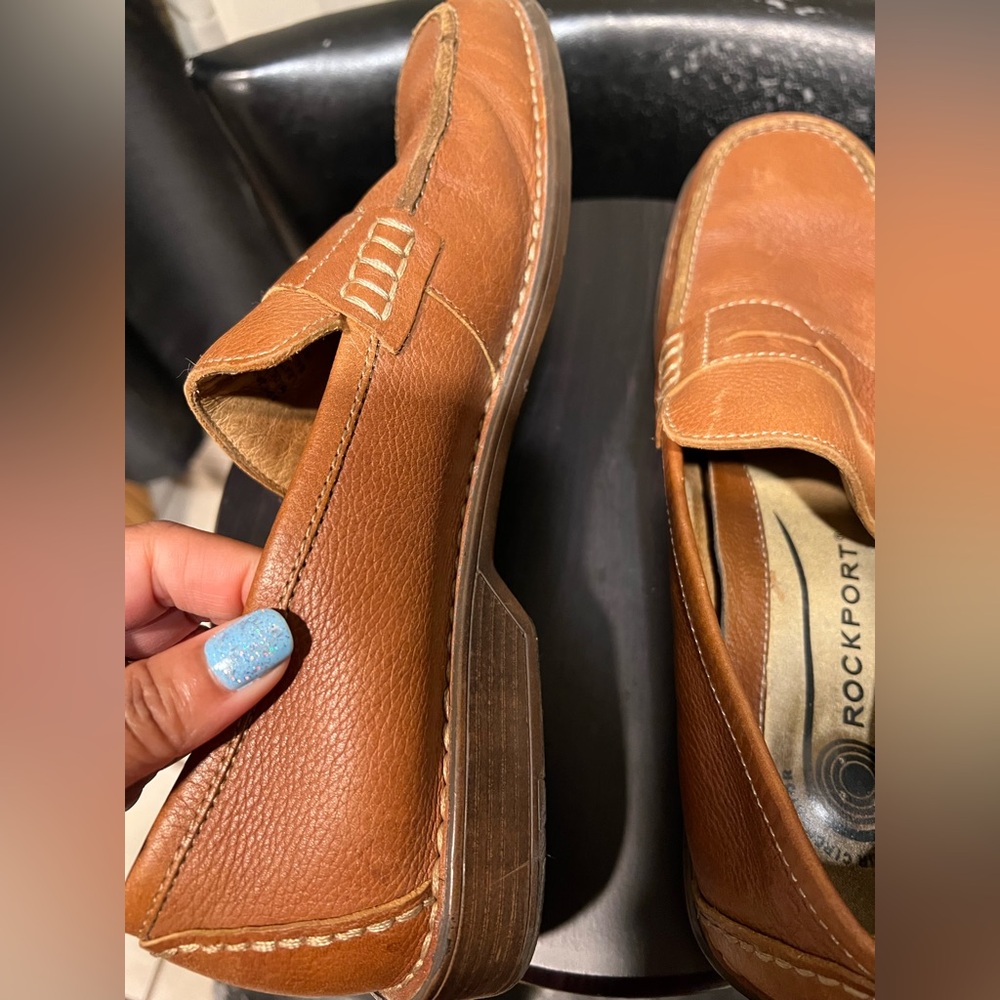 Rockport Men's Classic Cognac Leather Penny Loafers, size 10
